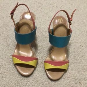 Ivanka Trump Itmildread heels, yellow multicolored leather, 5M